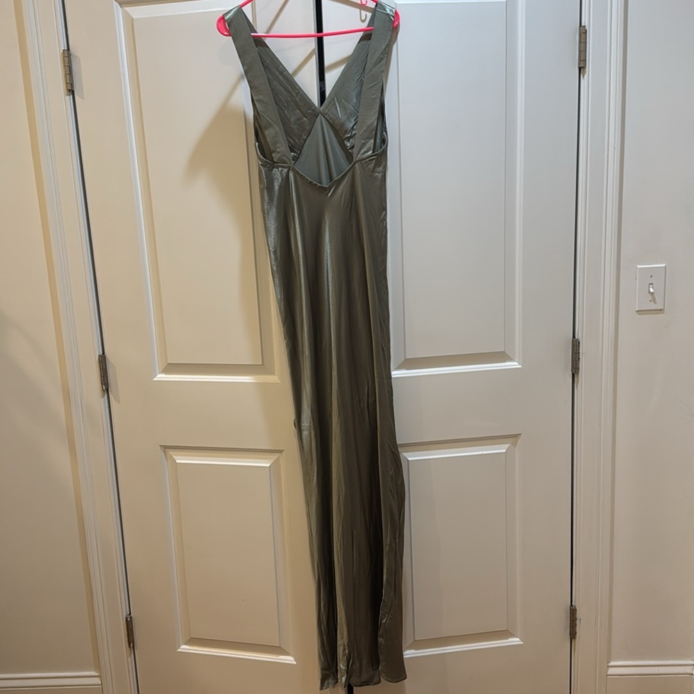 Rumored Silver Satin Maxi Dress - Picture 5 of 6